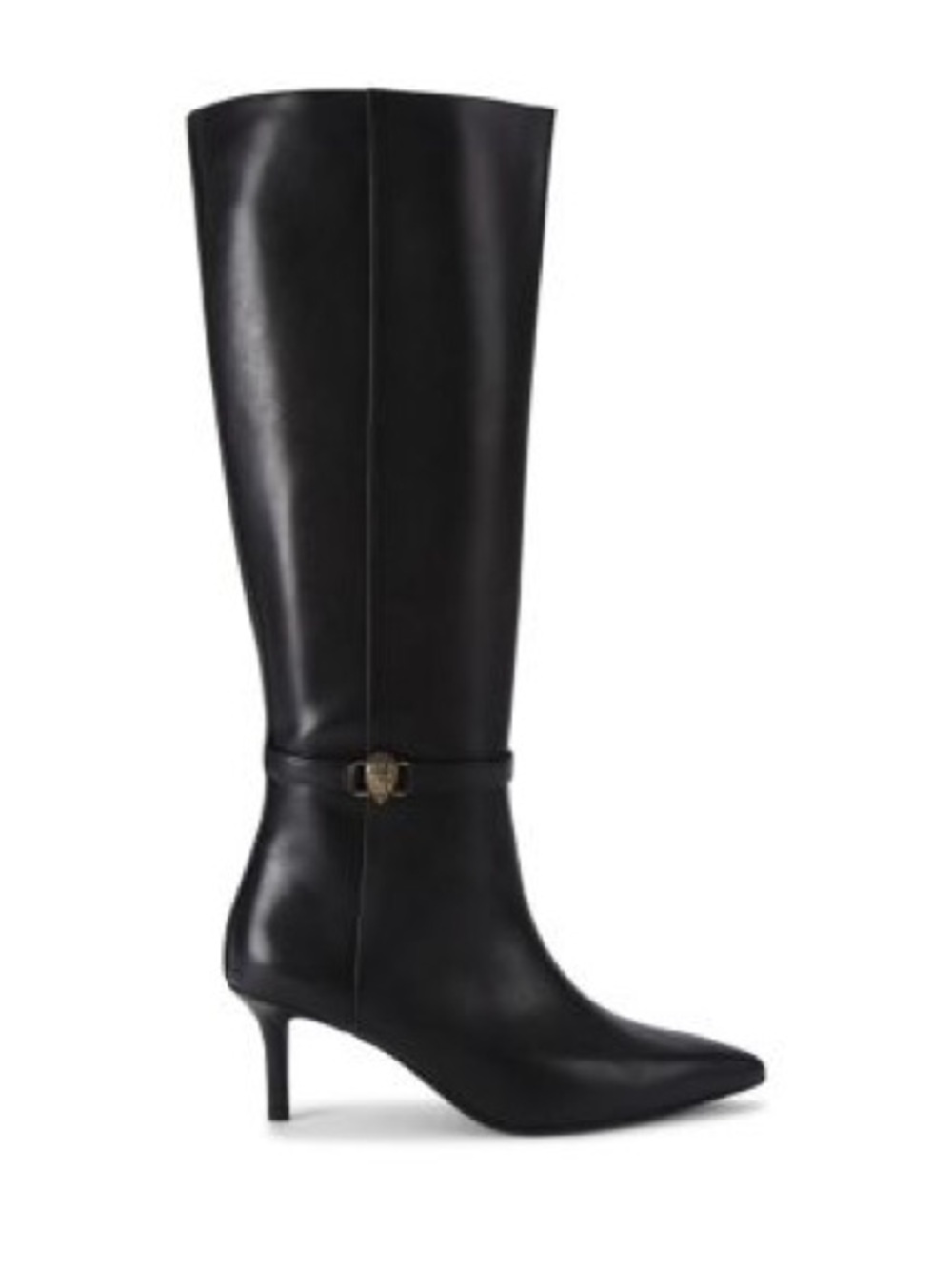 Kurt Geiger Black Knee-High Pointed Toe Leather Boots